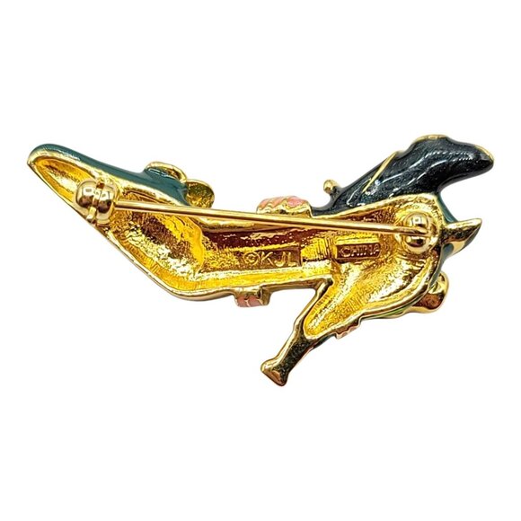 Kenneth Lane Green Enamel Shoe Pin Signed - Picture 4 of 5